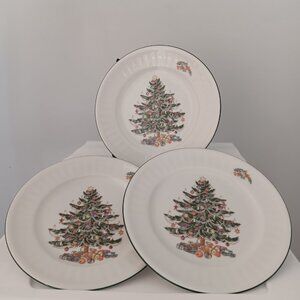 Vintage 1940s Eschenbach Ceranova Porcelain Christmas Tree Plates Hand-Decorated
